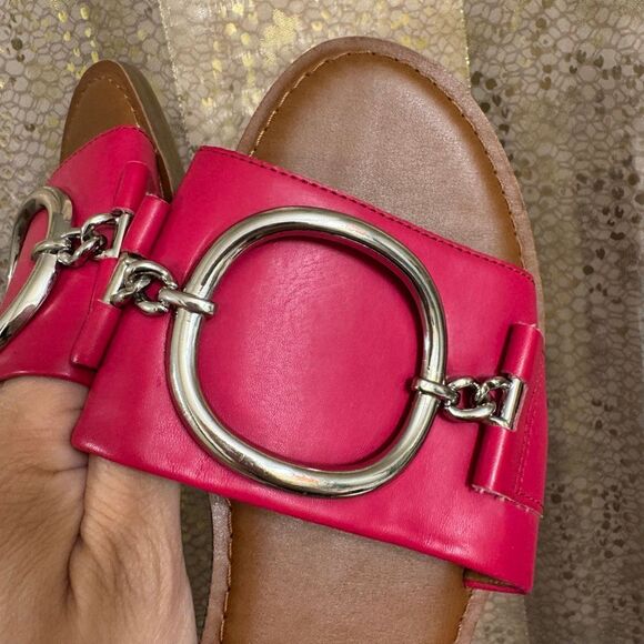 Franco Sarto mandy Slip On Silver Hardware Dark Pink Sandals 8.5 - Picture 2 of 7